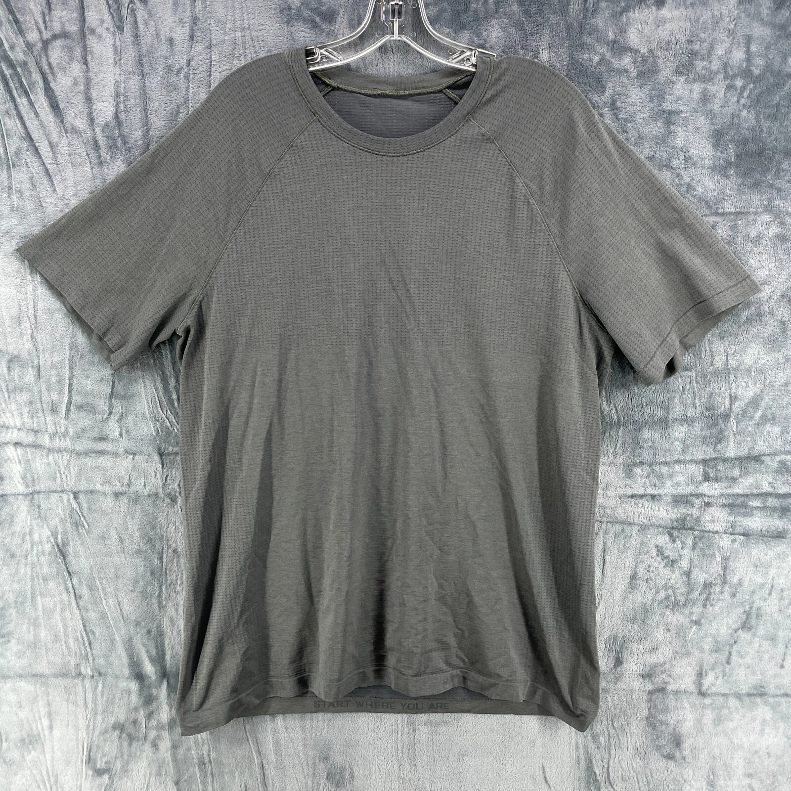 Lululemon Shirt Grey Green XL Start Where You Are Metal Vent Performance Stretch