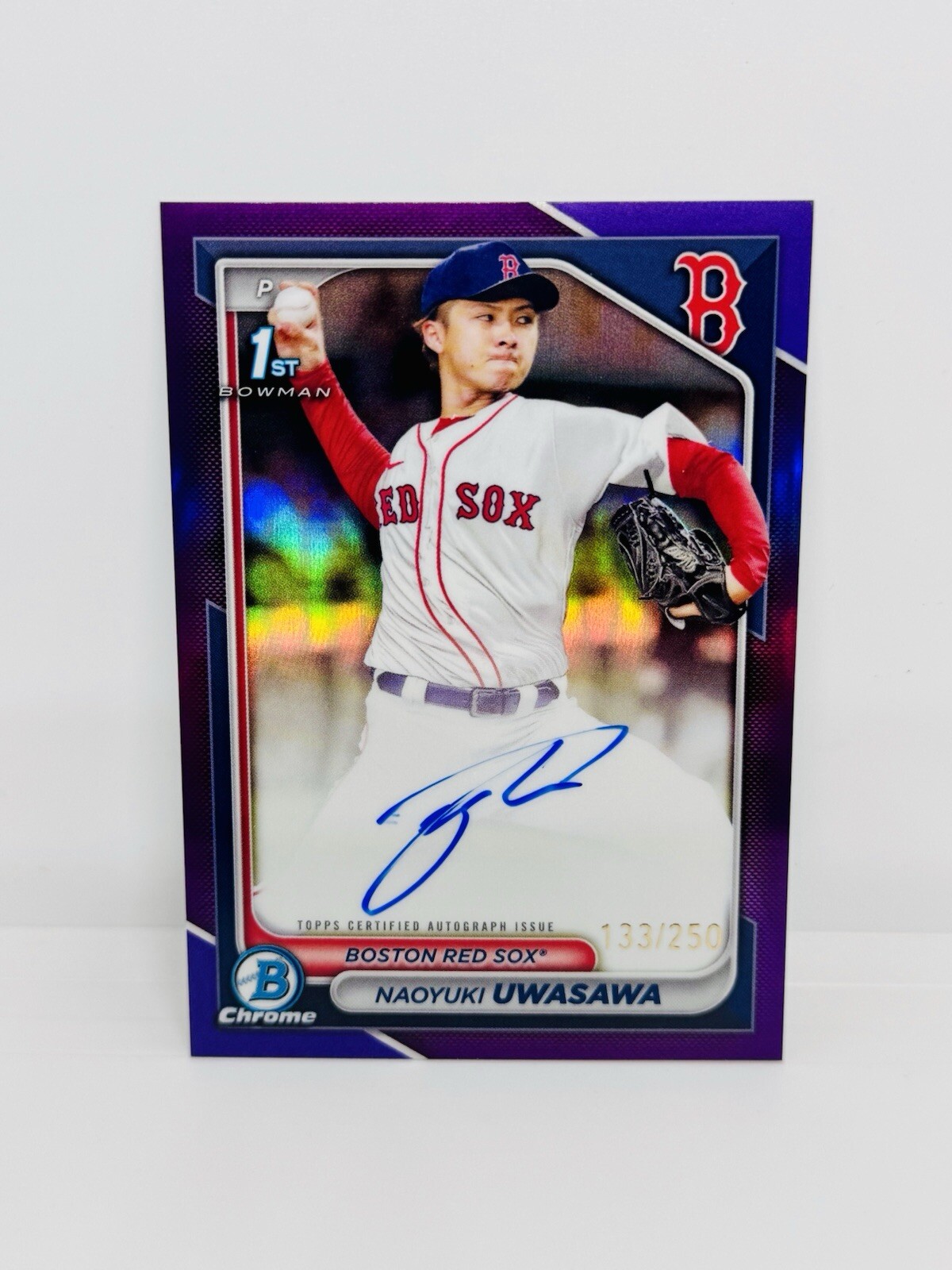 2024 Bowman Chrome NAOYUKI UWASAWA 1st Purple Refractor Auto /250 Boston Red Sox