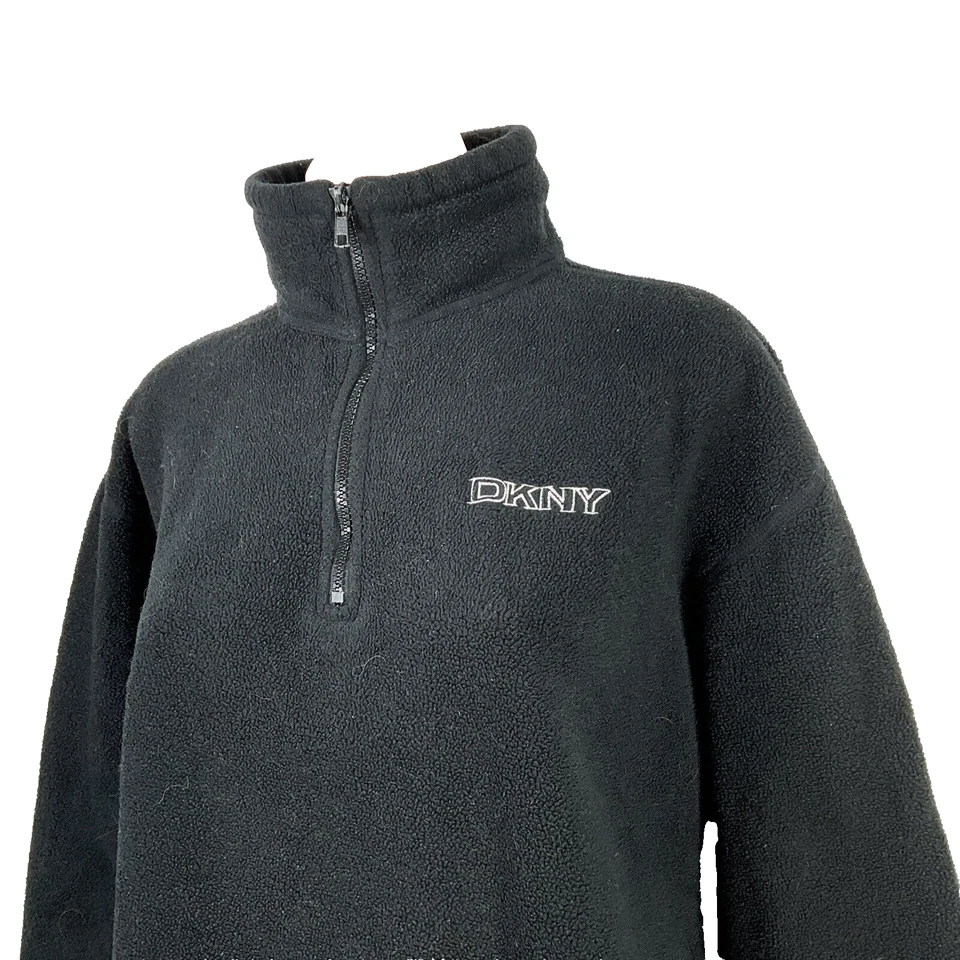 Chaqueta polar DKNY para hombre 1/4 cremallera sudadera difusa de colección años 90 y2k deletrear talla M EE. UU. Foto 3 de 4