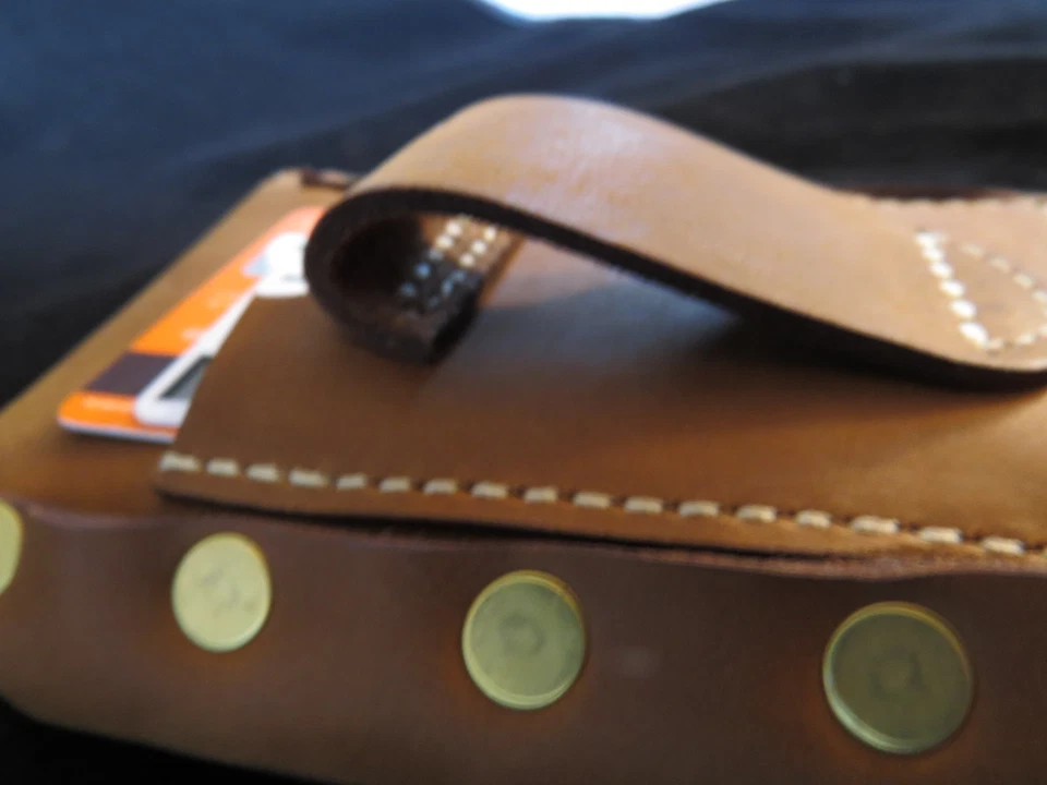 BROWN LEATHER PHONE CASE with CARD WALLET iPhone Plus 6+ 7+ 8+ X HANDMADE in USA - Image 3 of 4