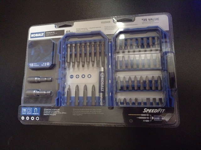 Kobalt 65pc Driving Bit Set. Speed Fit 