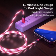 540 Rotate Luminous Magnetic Cable 3A Fast Charging Mobile Phone Charge Cable Fo