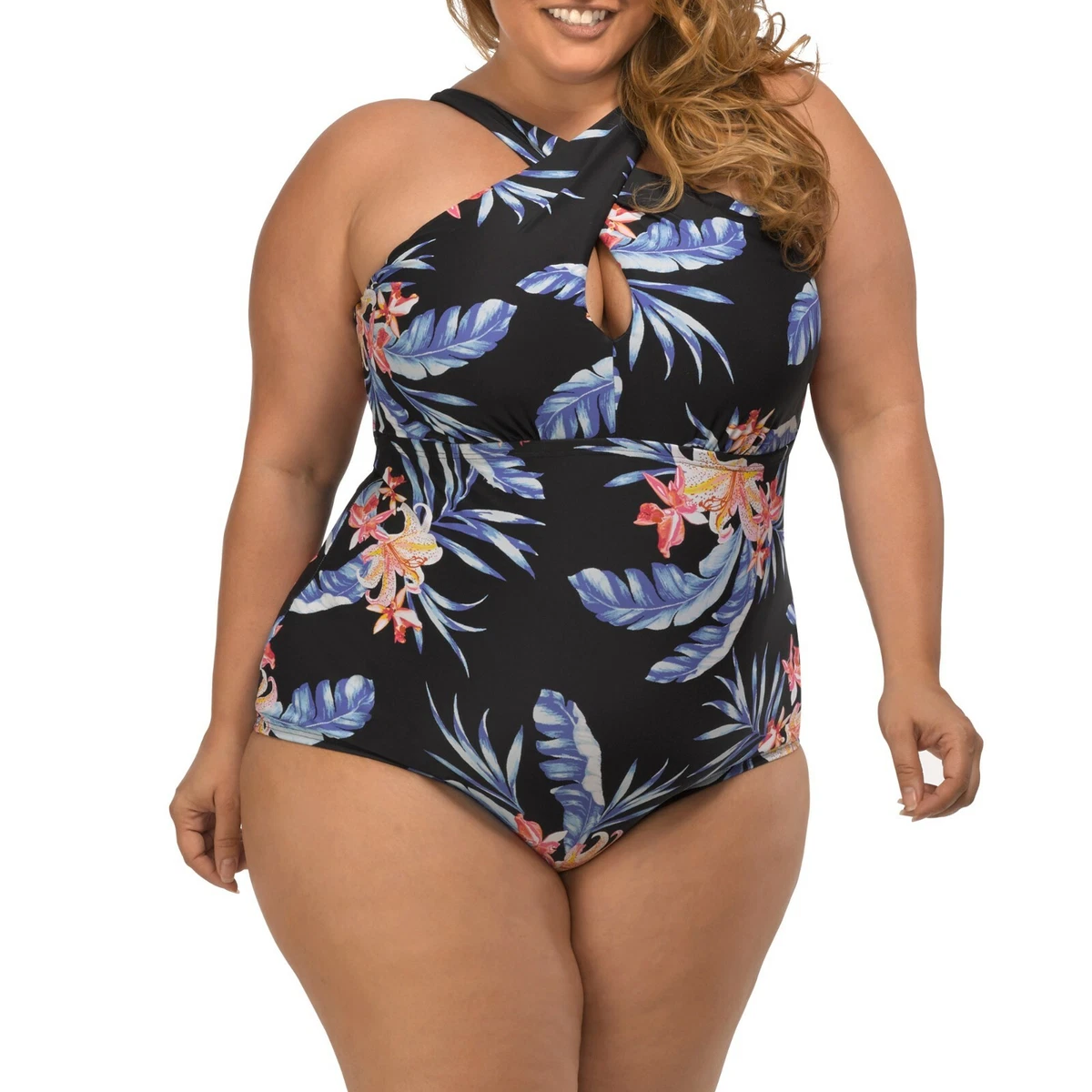 New Lysa Women's Plus Size Floral One Piece Swimsuit 0X 1X 2X 3X UPF 50+