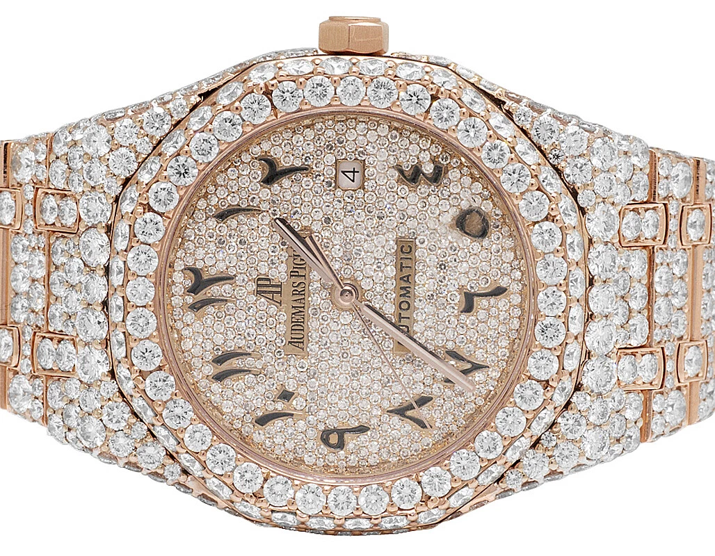 Audemars Piguet — Mens 41MM Audemars Piguet Royal Oak 18k Rose Gold with VS diamond 37.75 Ct