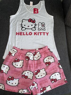 Hallo Kitty Hausanzug Shorty Pyjama Gr M-L Neu Ovp