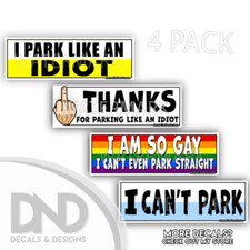 Set of 4 prank magnetic OR bumper sticker magnet funny hilarious I Can't PARK