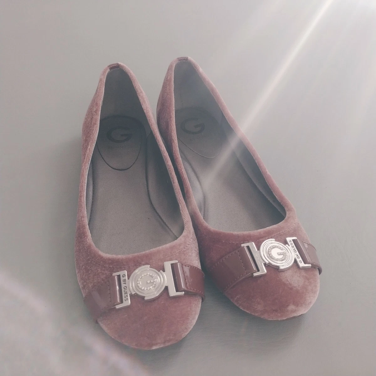 G By Guess Flats 9.5 Womens Shoes Slip on Blush Velvet Finish