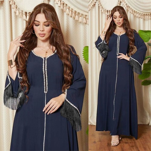 Abaya Muslim Women Rhinestone Kaftan Maxi Dress Dubai Moroccan Party Gown Caftan - 第 125/196 張圖片