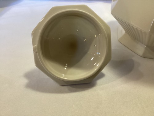 Vtg Independence Ironstone Interpace White Teapot Coffee Octagonal Japan 8 1/2"H - Picture 7 of 8