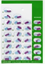 Monthly 31 Day Medication Blister Cards Cold Seal 6 pack (Green)