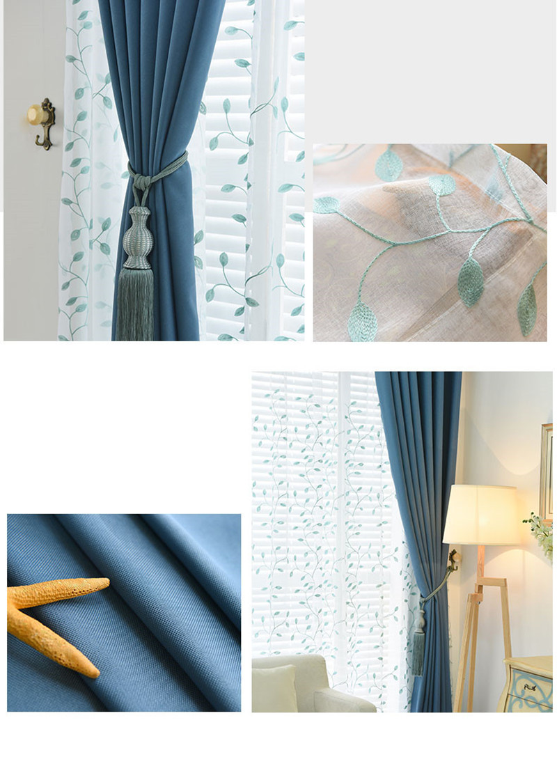 Light Sky Blue Linen Blackout Curtains - 80% Blockout With Eyelet Top For Easy Hanging 13 thumbnail image