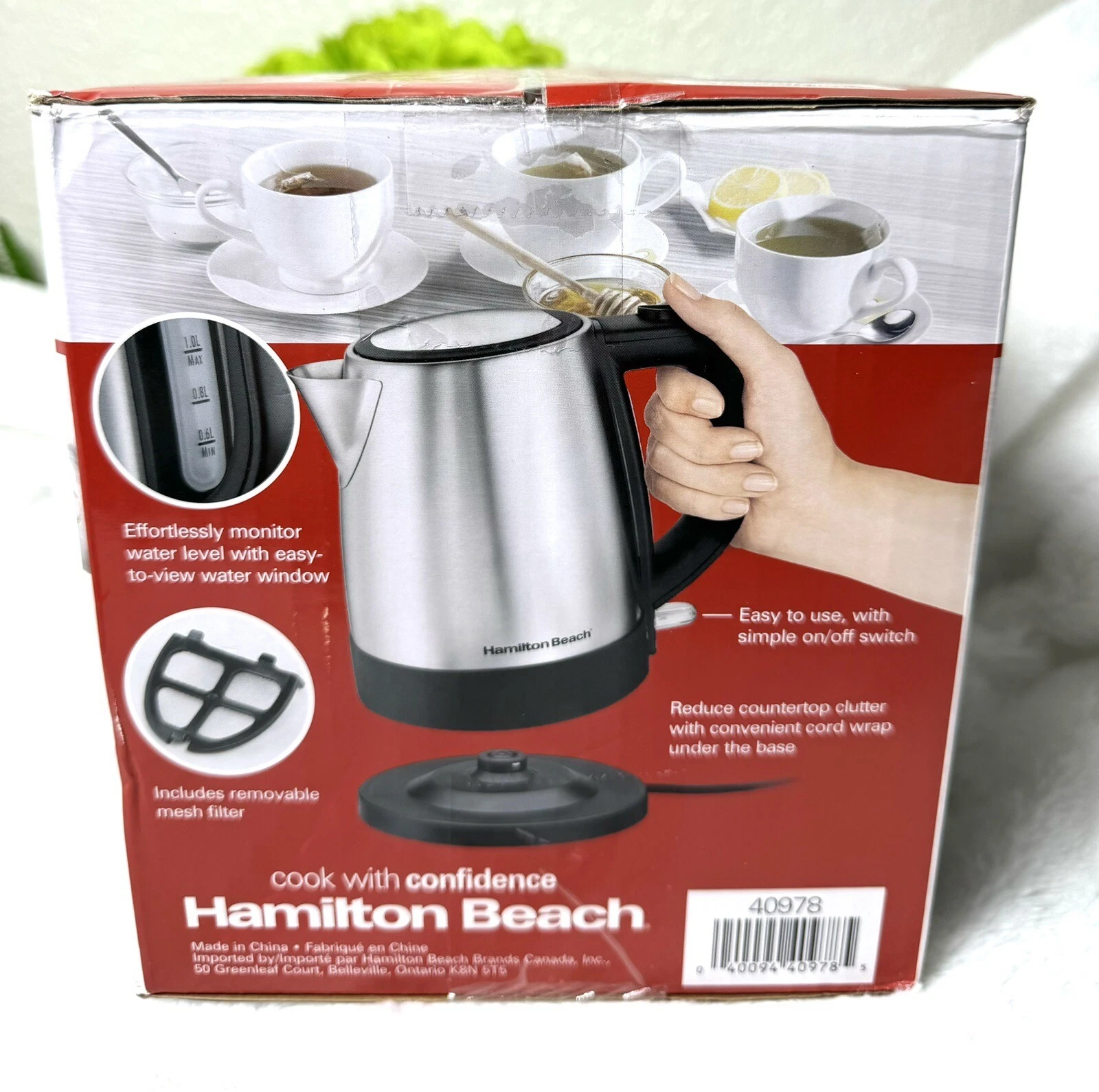 Hamilton Beach Electric Tea Kettle, Water Boiler & Heater, 1 L (40978)