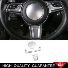 For Porsche Macan 2015-2021 Matte Silver Car Steering Wheel Button Cover Trim 4*