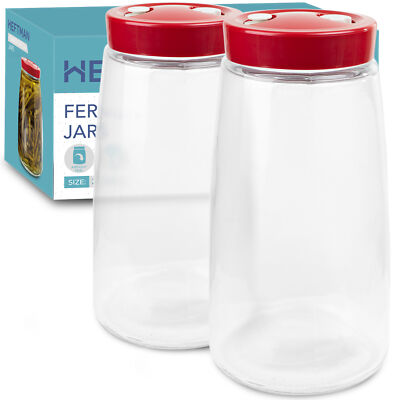 HEFTMAN Gärglas Einweg Air Release Lagerung Beizen 2,2 Liter - 2er Pack