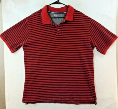 PBX Basics Red Striped Short Sleeve Polo Shirt  Mens XL