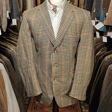 Vintage Mens 44R Tweed Magee Check Windowpane Suit Jacket Blazer Heavy Country 