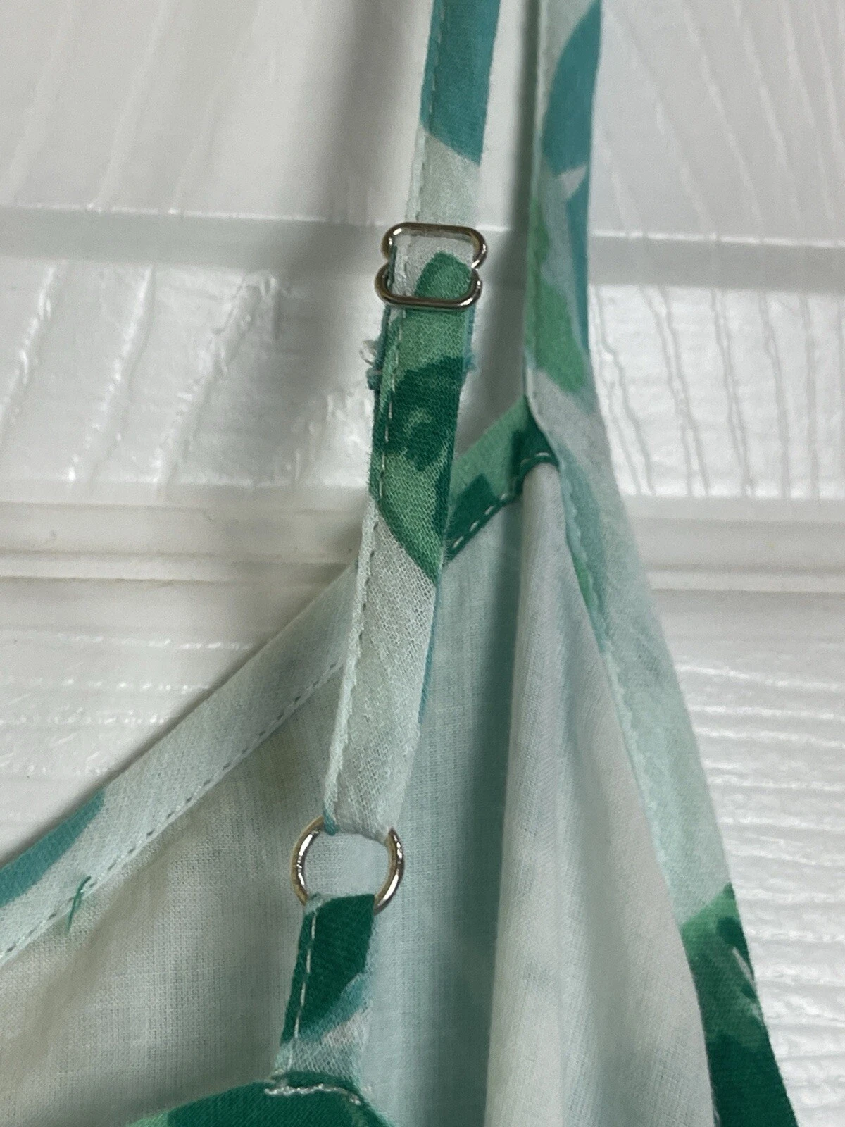 PALM ANGELS Abito lungo midi J.Crew Factory verde bianco foglia stampa floreale 2x spalline XXL