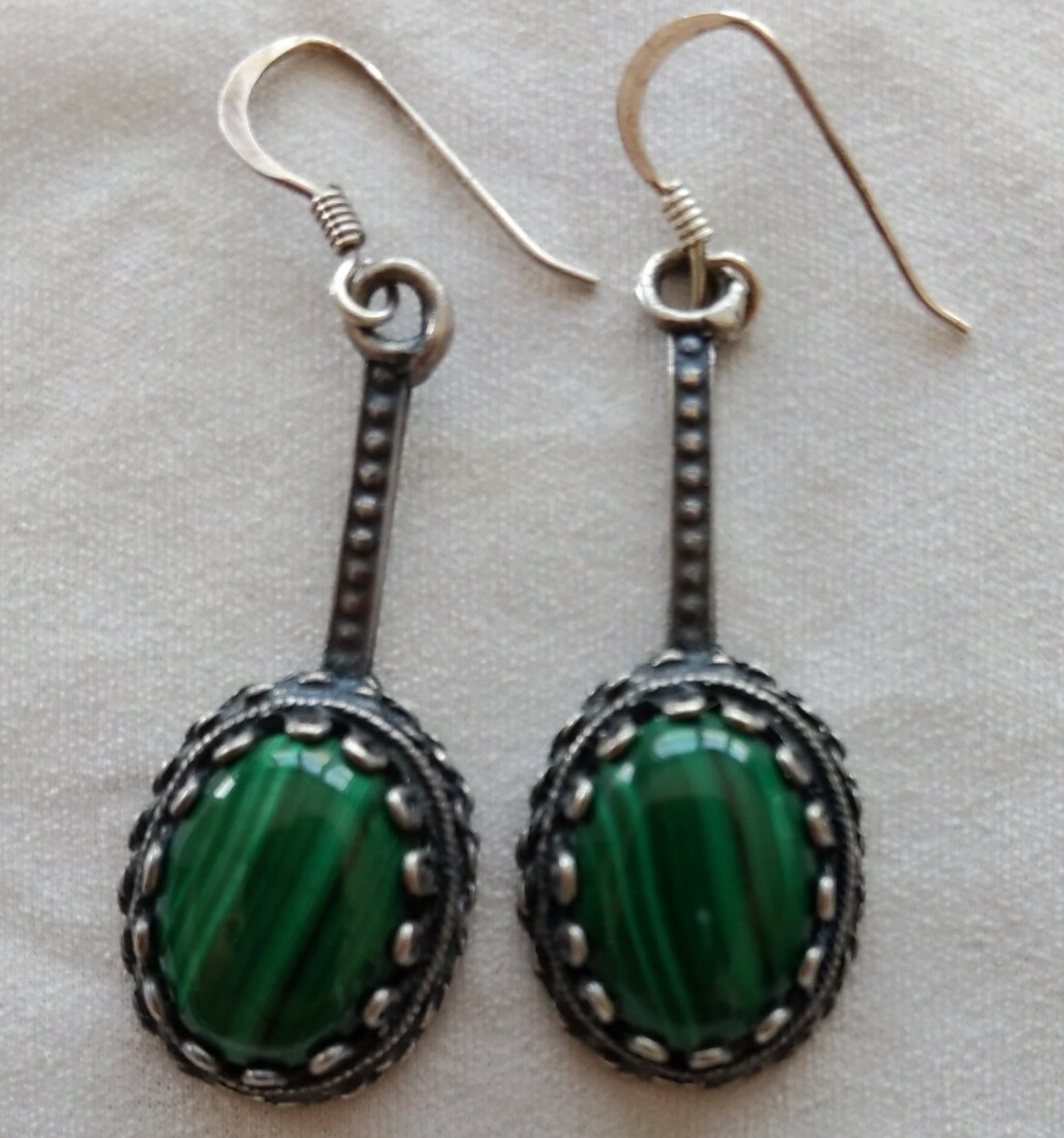 Eilat Stone Sterling Silver Pendant Earrings