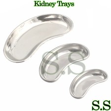 3 pcs Stainless Steel Kidney Trays Dishes Small, Medium, Large New