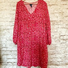 Gap Womens Long Sleeve Floral Shift Dress Size XL Red Multicolor 