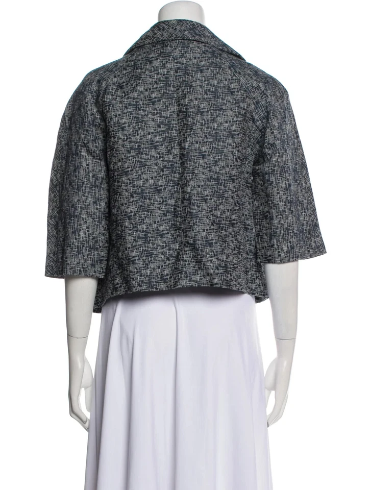 Marni Evening Jacket Women's XL Blue Tweed Pattern Long Sleeve Collar Open Front - Image 3 of 3