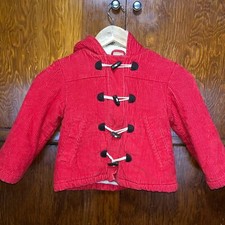 Little Girls sz 4-5 Ribbed Red Corduroy Jacket with Zipper and Clasps