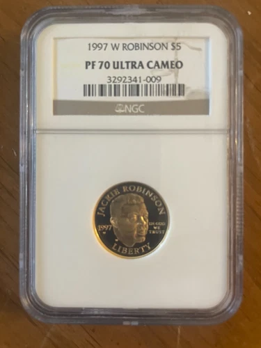 1997 W GOLD PROOF $5 DOLLAR JACKIE ROBINSON COMMEMORATIVE COIN NGC PROOF 70 UC