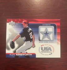 2004 UD Team USA Baseball KURT AINSWORTH  Certified Game Used Jersey Card