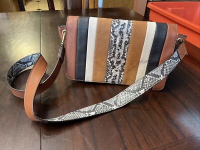 Sammy Aubrey box Purse Color Cognac Faux Snake Skin EUC