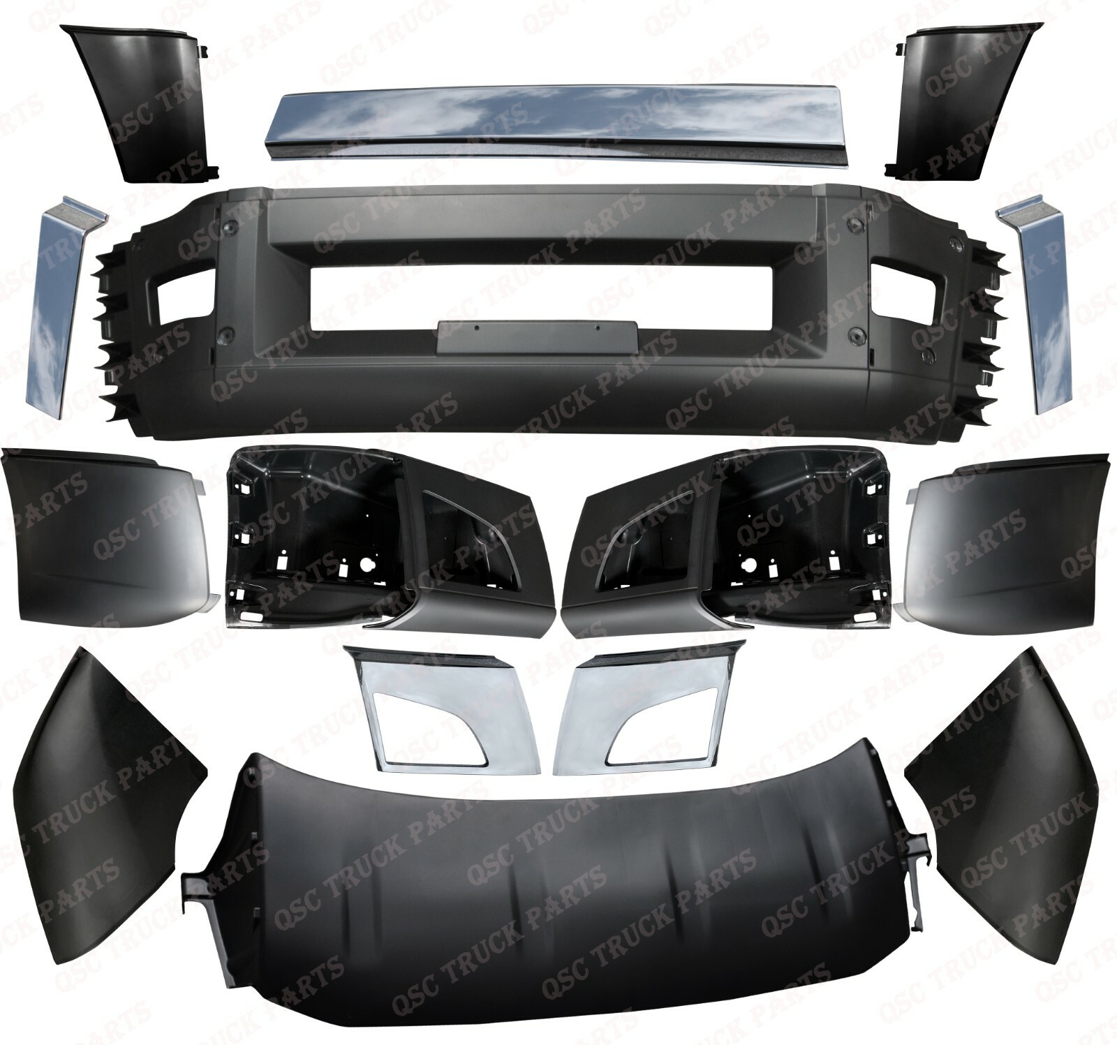QSC Complete Bumper Air Deflector Set w/ Fog Light Holes for Volvo VNL 2018+ eBay