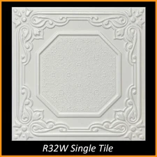 R32 White Styrofoam Glue Up Ceiling Tiles Lot of 8pcs 21.6 sq ft