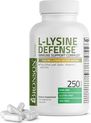 L-Lysine Defense Immune Support Complex 1500 MG L-Lysine plus Olive Leaf, Garlic
