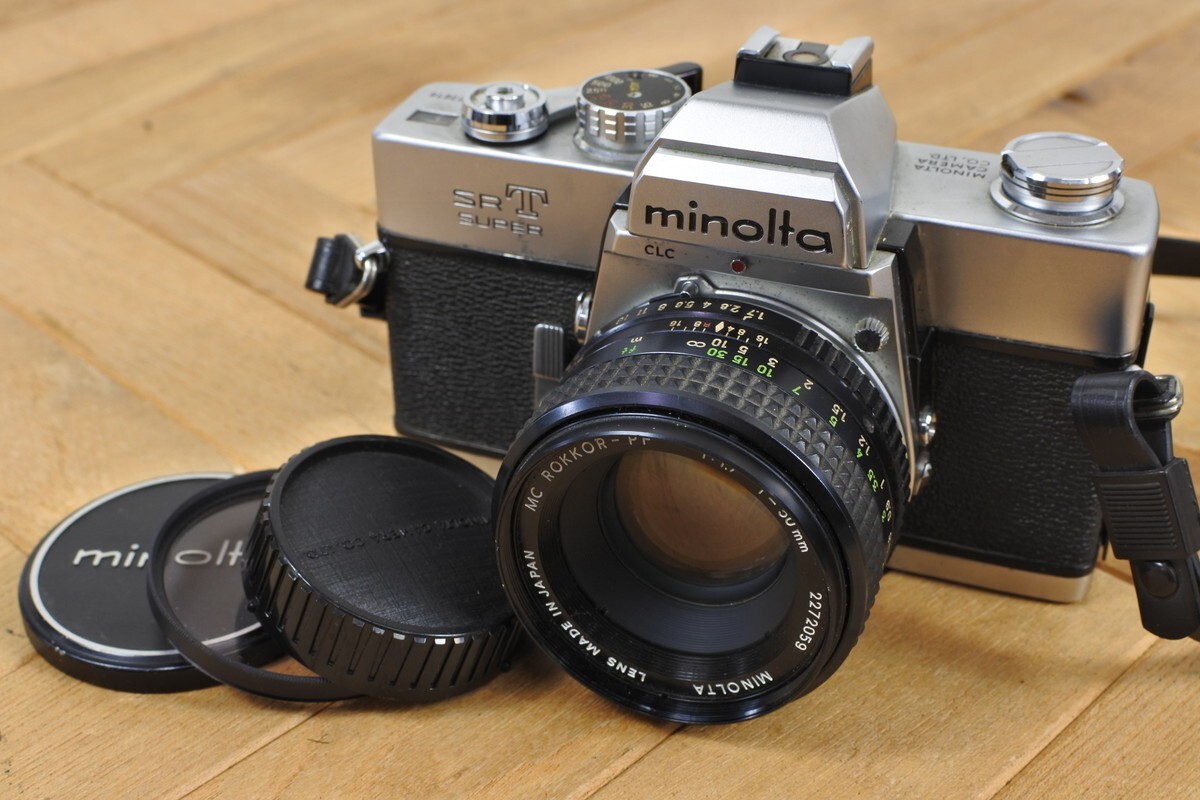 Minolta SRT Super SLR 35mm Film Camera + MC Rokkor PF 50mm f1.7