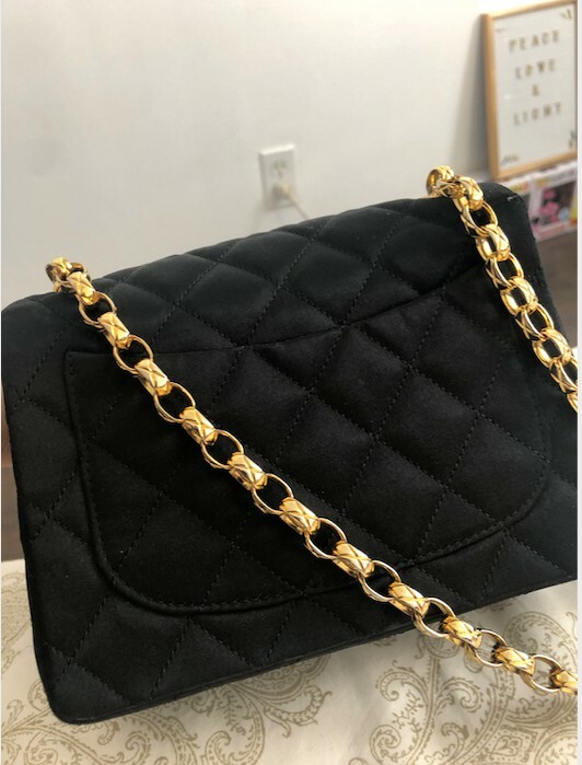 Lot - Chanel Classic Mini Satin Shoulder Flap Bag