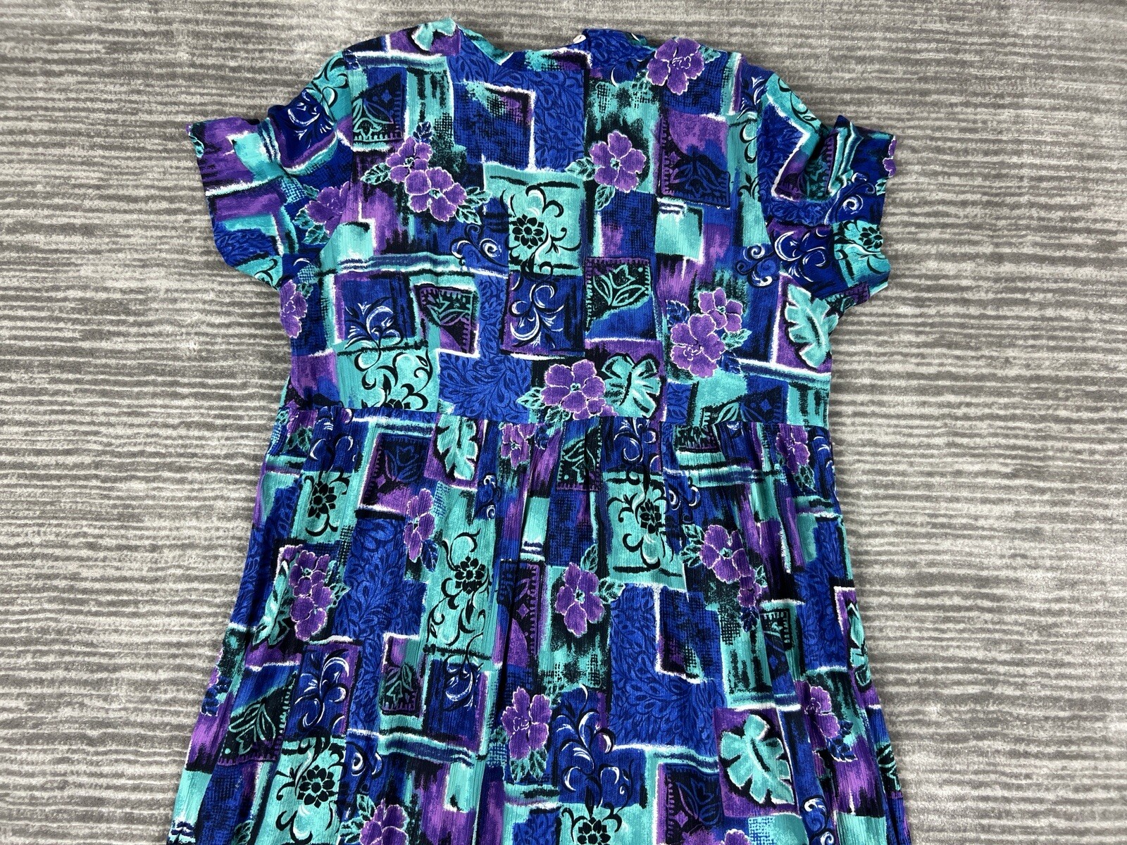 Carolina Colours Dress Womens 16 Blue Button Up MAXI Made in USA