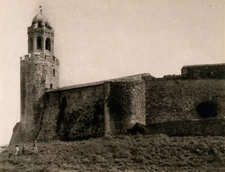 walls with bell tower, Castiglione della Pescaia, Tuscany, Italy, - Old Photo