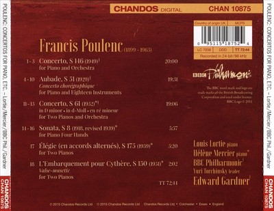 POULENC: PIANO CONCERTOS; AUBADE NEW CD