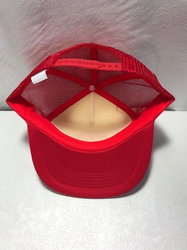 Gorra de béisbol Look Up Look Down MISS DIG roja blanca poliéster Snapback camionero - Imagen 5 de 7