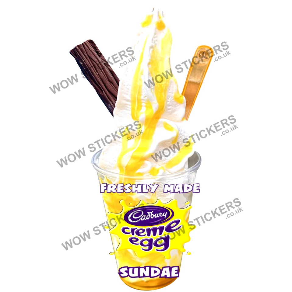 WOW Ice cream van sticker Creme egg Sauce Whippy sundae trailer shop cafe decals