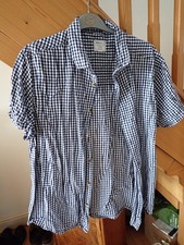 camicia estiva blu navy/nero check XXL cotone manica lunga