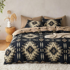 - Western Comforter Set, Boho Southwestern Rustic Farmhouse Style with Aztec Geo