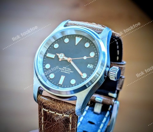 Orologio da campo 36mm automatico oro rosa nero mod ZAFFIRO NH35A 24jewel ottimo! - Foto 1 di 7