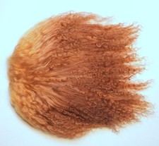 OOAK Tibetan Lamb Mohair Doll Hair Wigs, Reroot 4-1/2 x 4-1/2" Copper Auburn