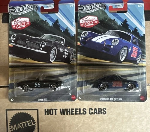 Hotwheels 2026 Vintage Club BMW 507, Porsche 356 Outlaw!!Shipped In Protector!!!