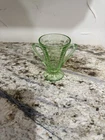 Vintage Anchor Hocking Green Block Optic Depression Glass Sugar Bowl~ 4.25" Tall