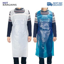 Disposable Plastic Aprons Blue White Eco Polythene Flat Pack Aprons