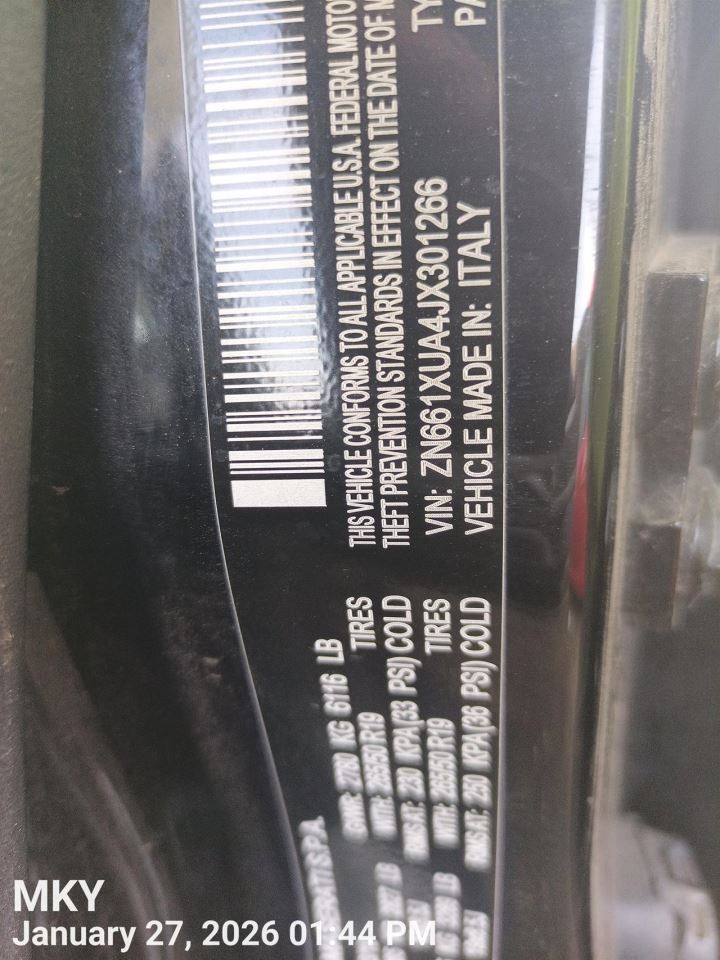 ALTERNATOR OEM 2018 MASERATI LEVANTE 1YR WRNTY
