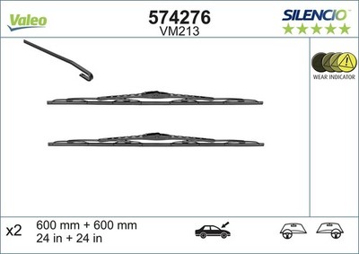 For VALEO 574276 SILENCIO WIPER PERFORMANCE VM213 X2