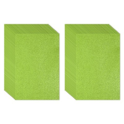 20 Sheets 2mm Glitter Foam Sheet A4 Light Green EVA Paper with Back Adhesive