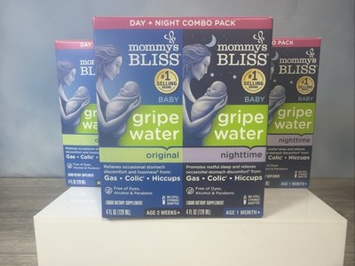 Mommys Bliss Gripe Water, Original & Night Time 3 bottles of each, 4oz each